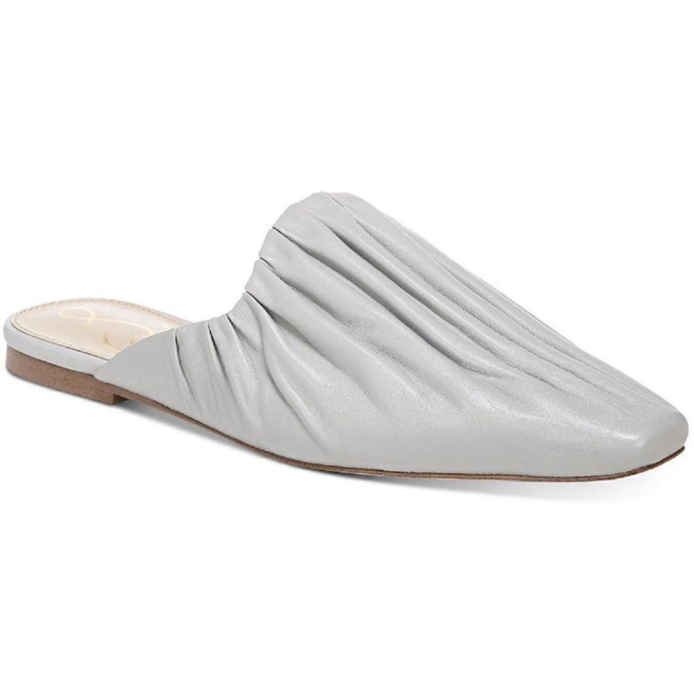 Sam Edelman Light Gray Ruched Leather Backless Loafers